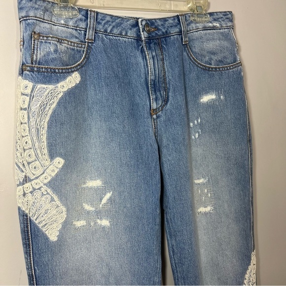 Women’s Ermanno Scervino Embroidered Boyfriend Jeans Embellished Preppy Italian - Picture 6 of 13